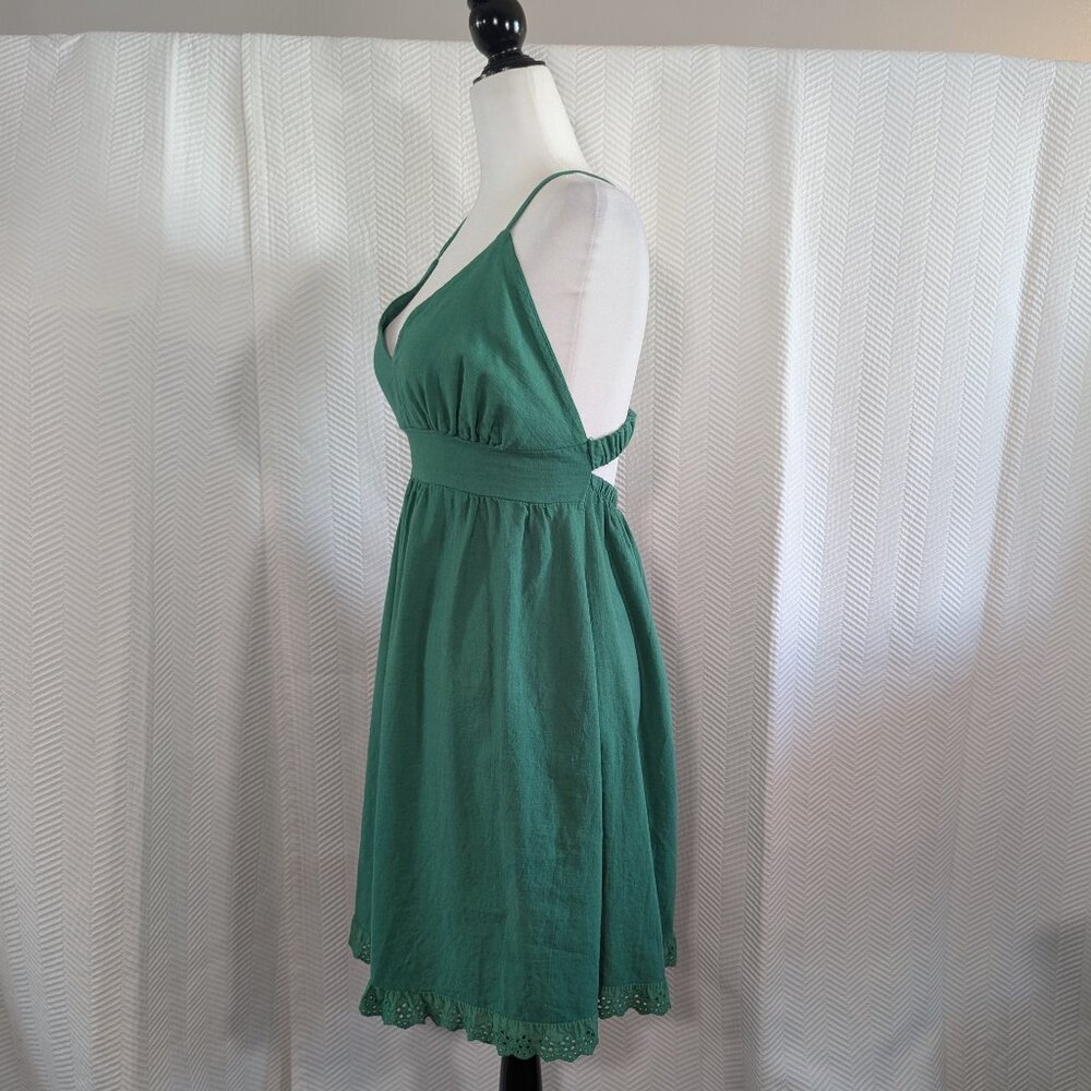 New Collection Italy Green Linen Cotton Blend Sundress Size Small Resortwear